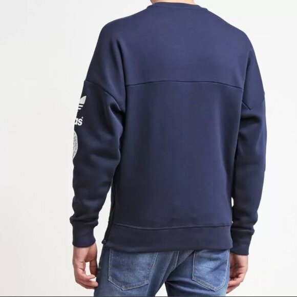 Men's Blue Adidas Crewneck Sweatshirt Side Zip Size XL - Picture 2 of 5